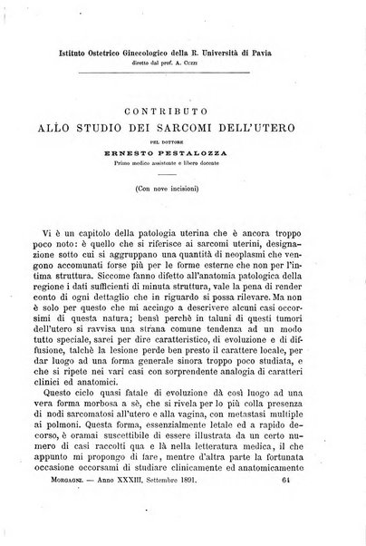 Il morgagni giornale indirizzato al progresso della medicina. Parte 1., Archivio o Memorie originali