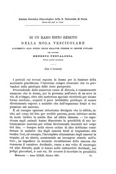 Il morgagni giornale indirizzato al progresso della medicina. Parte 1., Archivio o Memorie originali