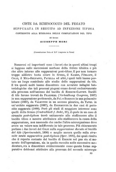 Il morgagni giornale indirizzato al progresso della medicina. Parte 1., Archivio o Memorie originali