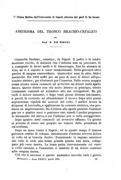 Il morgagni giornale indirizzato al progresso della medicina. Parte 1., Archivio o Memorie originali