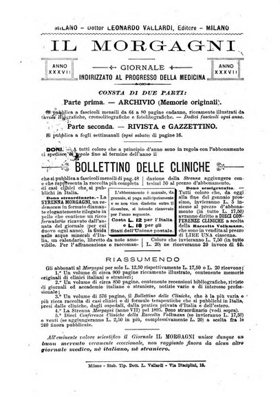 Il morgagni giornale indirizzato al progresso della medicina. Parte 1., Archivio o Memorie originali