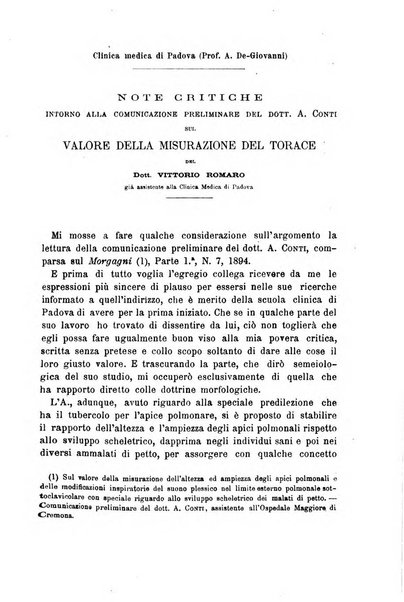 Il morgagni giornale indirizzato al progresso della medicina. Parte 1., Archivio o Memorie originali