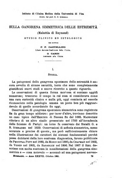 Il morgagni giornale indirizzato al progresso della medicina. Parte 1., Archivio o Memorie originali