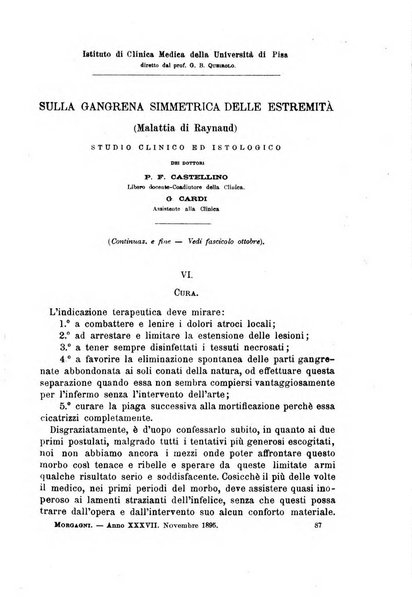 Il morgagni giornale indirizzato al progresso della medicina. Parte 1., Archivio o Memorie originali