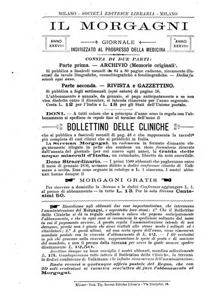 Il morgagni giornale indirizzato al progresso della medicina. Parte 1., Archivio o Memorie originali