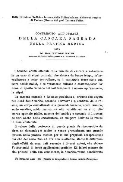 Il morgagni giornale indirizzato al progresso della medicina. Parte 1., Archivio o Memorie originali