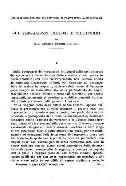 Il morgagni giornale indirizzato al progresso della medicina. Parte 1., Archivio o Memorie originali