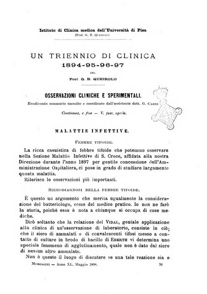 Il morgagni giornale indirizzato al progresso della medicina. Parte 1., Archivio o Memorie originali