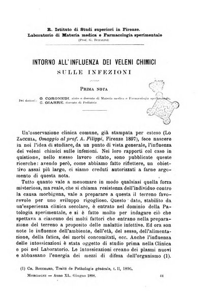 Il morgagni giornale indirizzato al progresso della medicina. Parte 1., Archivio o Memorie originali