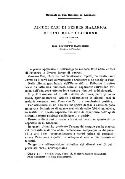 Il morgagni giornale indirizzato al progresso della medicina. Parte 1., Archivio o Memorie originali