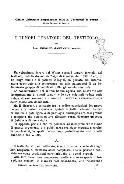 Il morgagni giornale indirizzato al progresso della medicina. Parte 1., Archivio o Memorie originali