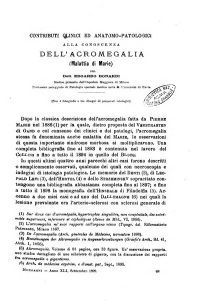 Il morgagni giornale indirizzato al progresso della medicina. Parte 1., Archivio o Memorie originali