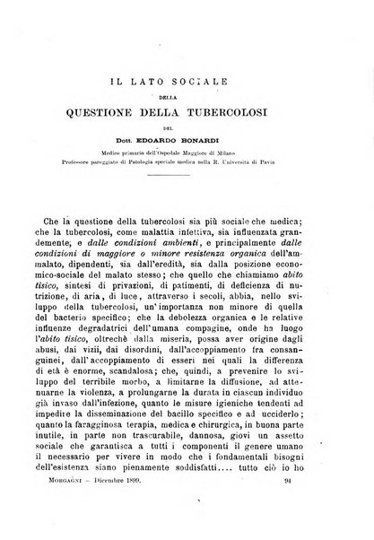 Il morgagni giornale indirizzato al progresso della medicina. Parte 1., Archivio o Memorie originali