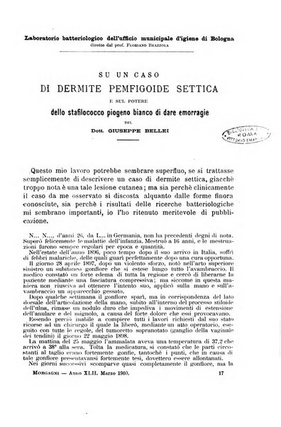 Il morgagni giornale indirizzato al progresso della medicina. Parte 1., Archivio o Memorie originali