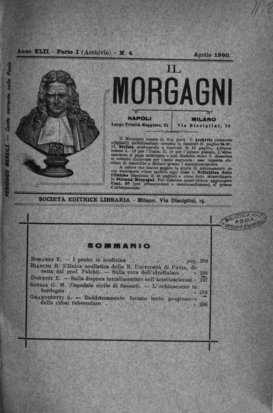 Il morgagni giornale indirizzato al progresso della medicina. Parte 1., Archivio o Memorie originali