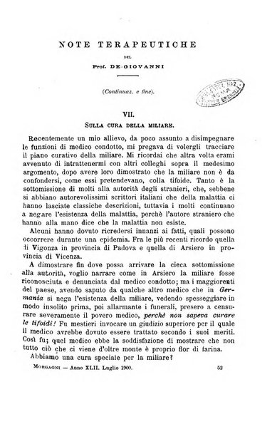 Il morgagni giornale indirizzato al progresso della medicina. Parte 1., Archivio o Memorie originali