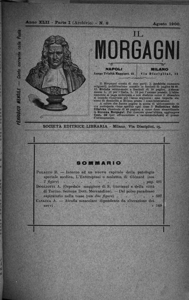 Il morgagni giornale indirizzato al progresso della medicina. Parte 1., Archivio o Memorie originali