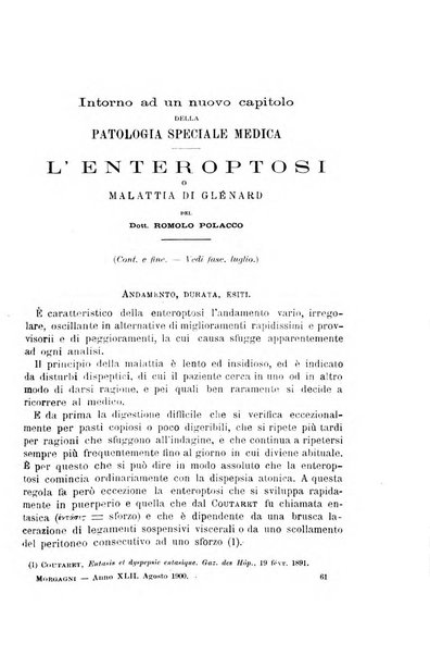 Il morgagni giornale indirizzato al progresso della medicina. Parte 1., Archivio o Memorie originali