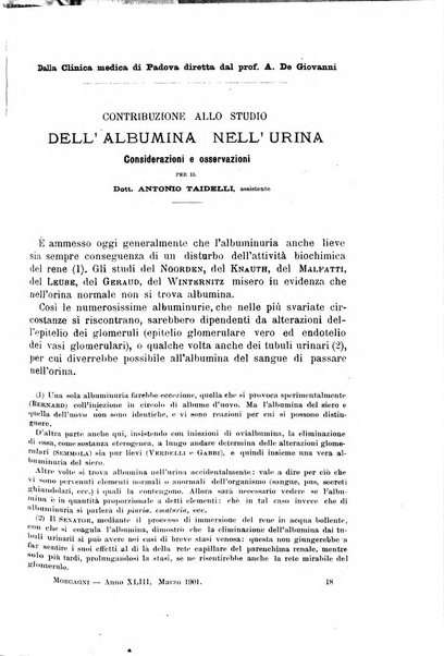 Il morgagni giornale indirizzato al progresso della medicina. Parte 1., Archivio o Memorie originali