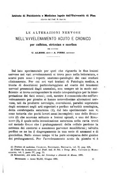 Il morgagni giornale indirizzato al progresso della medicina. Parte 1., Archivio o Memorie originali