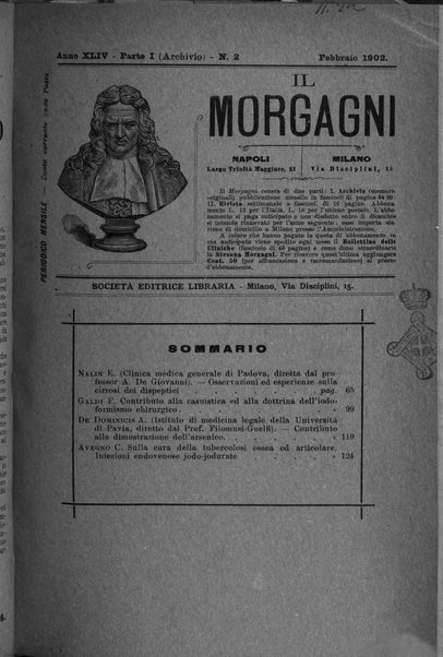 Il morgagni giornale indirizzato al progresso della medicina. Parte 1., Archivio o Memorie originali