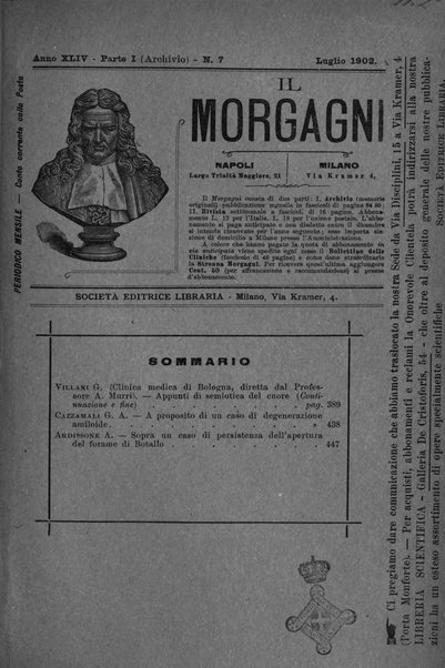 Il morgagni giornale indirizzato al progresso della medicina. Parte 1., Archivio o Memorie originali