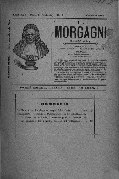 Il morgagni giornale indirizzato al progresso della medicina. Parte 1., Archivio o Memorie originali