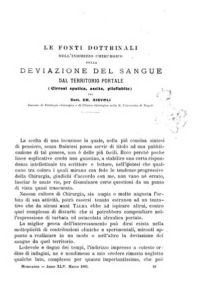 Il morgagni giornale indirizzato al progresso della medicina. Parte 1., Archivio o Memorie originali