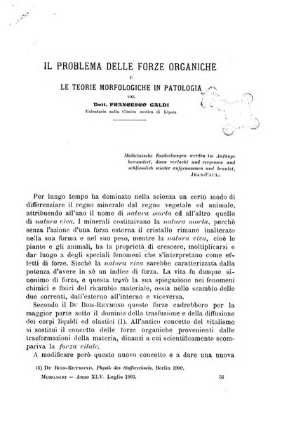 Il morgagni giornale indirizzato al progresso della medicina. Parte 1., Archivio o Memorie originali