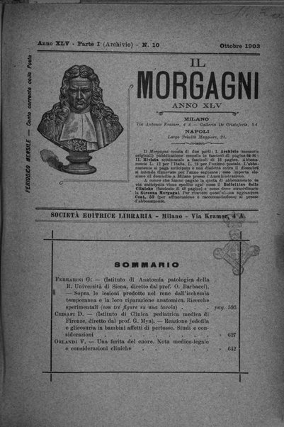 Il morgagni giornale indirizzato al progresso della medicina. Parte 1., Archivio o Memorie originali