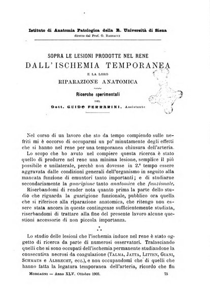 Il morgagni giornale indirizzato al progresso della medicina. Parte 1., Archivio o Memorie originali