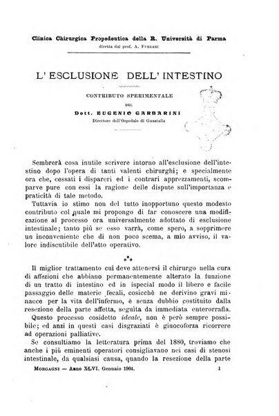 Il morgagni giornale indirizzato al progresso della medicina. Parte 1., Archivio o Memorie originali