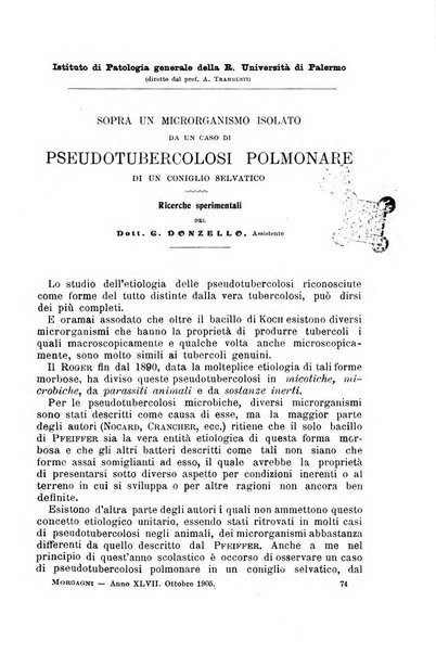 Il morgagni giornale indirizzato al progresso della medicina. Parte 1., Archivio o Memorie originali