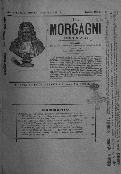 Il morgagni giornale indirizzato al progresso della medicina. Parte 1., Archivio o Memorie originali