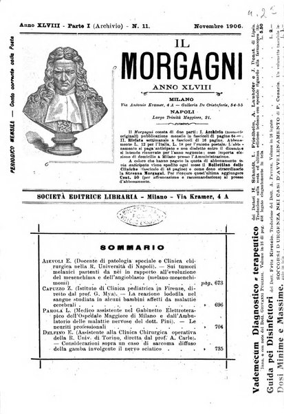 Il morgagni giornale indirizzato al progresso della medicina. Parte 1., Archivio o Memorie originali