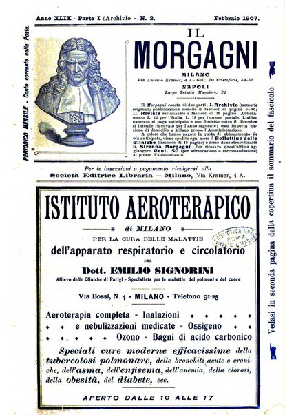 Il morgagni giornale indirizzato al progresso della medicina. Parte 1., Archivio o Memorie originali