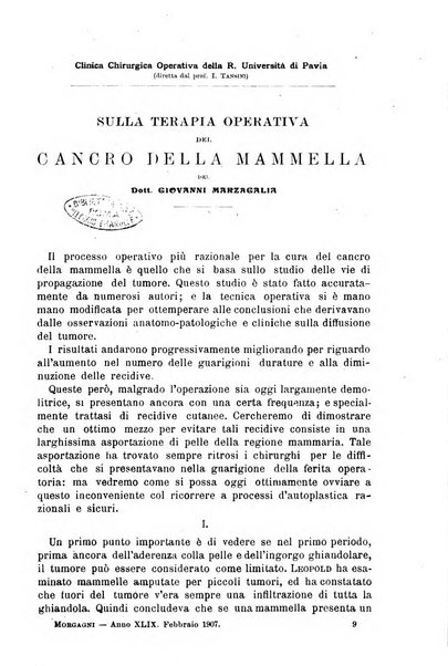 Il morgagni giornale indirizzato al progresso della medicina. Parte 1., Archivio o Memorie originali