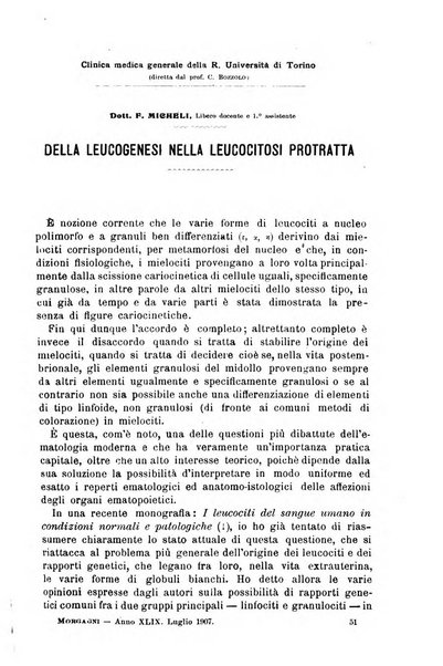 Il morgagni giornale indirizzato al progresso della medicina. Parte 1., Archivio o Memorie originali