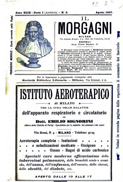 Il morgagni giornale indirizzato al progresso della medicina. Parte 1., Archivio o Memorie originali