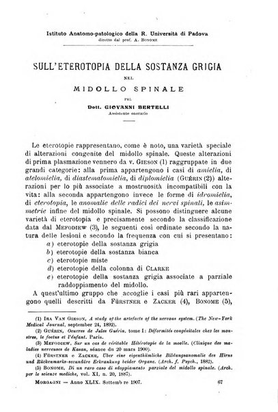 Il morgagni giornale indirizzato al progresso della medicina. Parte 1., Archivio o Memorie originali