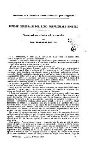 Il morgagni giornale indirizzato al progresso della medicina. Parte 1., Archivio o Memorie originali