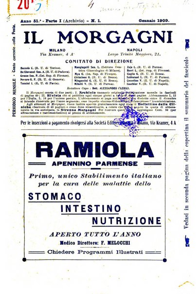 Il morgagni giornale indirizzato al progresso della medicina. Parte 1., Archivio o Memorie originali