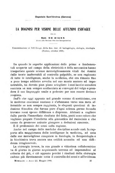 Il morgagni giornale indirizzato al progresso della medicina. Parte 1., Archivio o Memorie originali