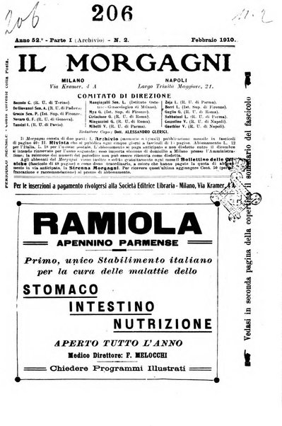 Il morgagni giornale indirizzato al progresso della medicina. Parte 1., Archivio o Memorie originali