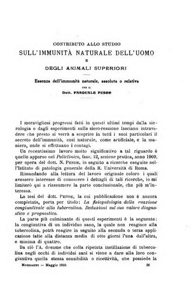 Il morgagni giornale indirizzato al progresso della medicina. Parte 1., Archivio o Memorie originali