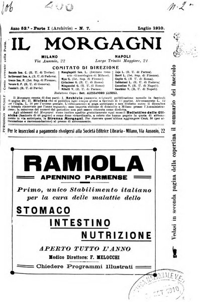 Il morgagni giornale indirizzato al progresso della medicina. Parte 1., Archivio o Memorie originali