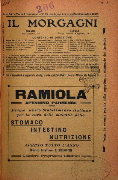 Il morgagni giornale indirizzato al progresso della medicina. Parte 1., Archivio o Memorie originali