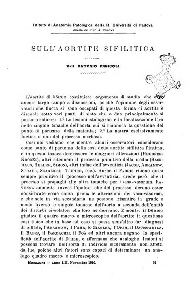 Il morgagni giornale indirizzato al progresso della medicina. Parte 1., Archivio o Memorie originali