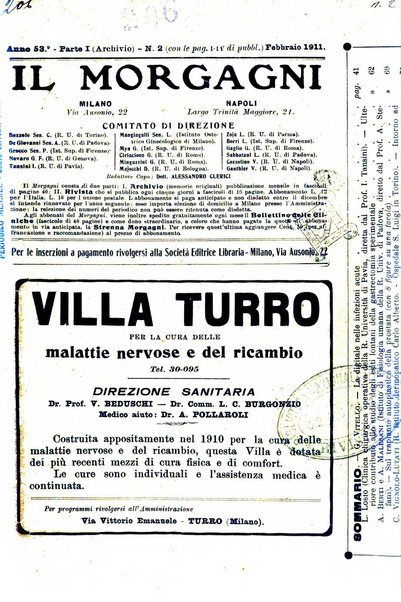 Il morgagni giornale indirizzato al progresso della medicina. Parte 1., Archivio o Memorie originali