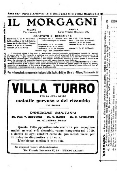 Il morgagni giornale indirizzato al progresso della medicina. Parte 1., Archivio o Memorie originali